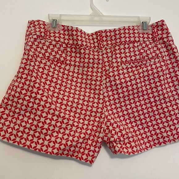 ANN TAYLOR LOFT Riviera Short Beige Coral Pink Geometric 4" Inseam Cotton Shorts - Picture 13 of 13